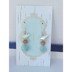 B2G1 MOP Shell Bird Earrings Handmade Blue Amazonite Yellow Tourmaline Gemstone