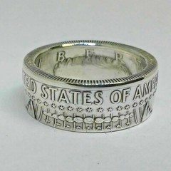Coin ring handcrafted from 1964 silver KENNEDY JFK US HALF DOLLAR sizes 7-14
