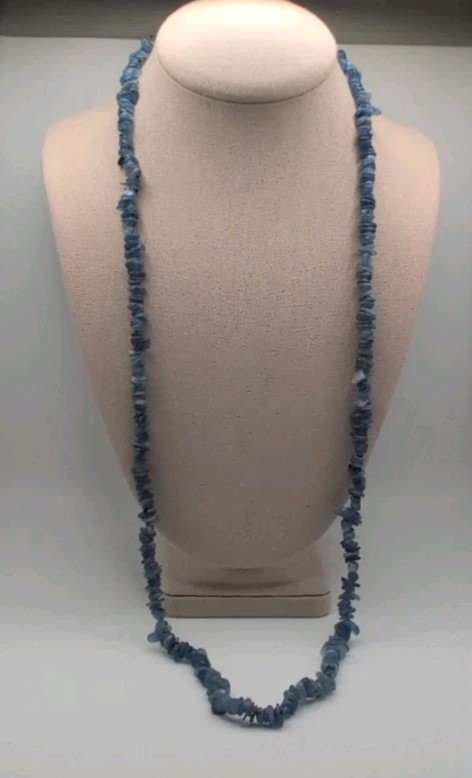 JTV Handmade Genuine Blue Opal Freeform Nugget 32″ Necklace Weighs 65 Grams