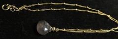 Vintage Labradorite ? Water Drop Moonlight Stone Pendant Necklace 16″ Gold Tone