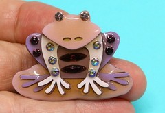 RARE PET PIN by Lucinda FROG PRINCE Jeweled Brooch Pin