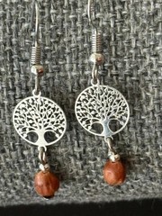 Southwestern Navajo Ghost Bead Earrings ~Stainless Steel Tree of Life