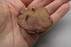 Studio Art light Clay Moon/Face Brown Pendant Artist folkart Jewelry Fashion