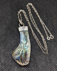 Mermaids Tail NewZealand Paua Shell Artisan OOAK Sterling Silver Necklace .A38a