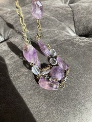 Genuine Ametrine Stone necklace. Faceted. Brass Chain Necklace. Rare.
