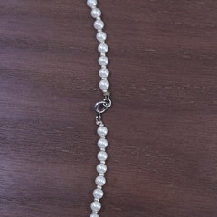 16”, Sterling silver 925 handmade necklace with 4mm freshwater pearl and jade