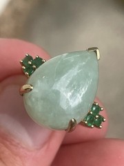 Vintage 14K Solid Yellow Gold Big Green Stone Statement Ring Size 6.25!