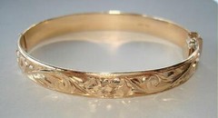 8MM BH 14K YELLOW GOLD HAWAIIAN HEIRLOOM CUSTOM MADE ENGRAVED BRACELET 6.0-9.0