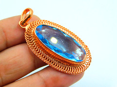 Handmade Copper Designer Rose Gold Polished Pendant Faceted Hydro London BT Qtz
