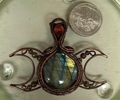 Wire Wrapped Triple Moon Labradorite Pendant Handmade Jewelry
