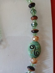 Handmade Glass Wood Crystal 29″ Beaded Necklace