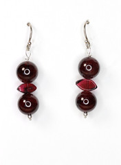 Red Garnet Natural Gemstone Earrings 8mm Ball 925 Sterling Silver 1 1/2″