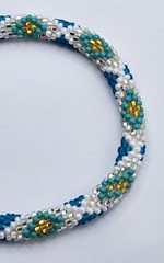 Set of 2 Handmade Glass Seed Bead Beaded Multi-Color Stackable Crochet Bracelets