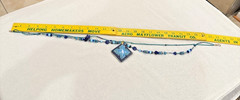 Susie S. Artisan Dolphin Ceramic Tile Pendant Necklace Beaded Coastal Ocean Art