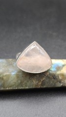 Natural Rose Quartz Crystal Ring In Sterling Silver Size 8.5