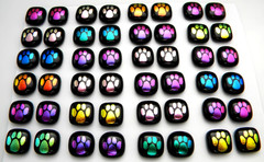 PAW PRINT ETCHED Lot 48 pcs DICHROIC FUSED GLASS cabs pendant (BJ3) HANDMADE