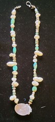 DAKOTA MOON Sterling Turquoise Natural Pearl Artisan Diana Contine Art Necklace