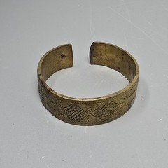 Solid Brass Large Cuff Artisan Unisex Statement Bracelet Vtg W/ Patina 5.4oz
