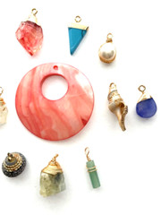 Lot of Pendants For Jewelry Making Necklace Shell Stone Pearl Resin Set of 11