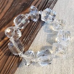 Clear Faceted Lucite Beads Chunky Handcrafted Stretch Bracelet