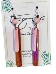 Tagua Nut Earrings Pink Unique 100% Natural Ecuador
