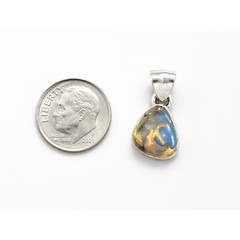 Boutique Crafted Clear Royal Blue Dominican Amber Sterling Silver Pendant 20mm