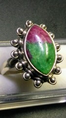 SPECTACULAR NATURAL RUBY IN ZIOSITE IN STERLING SILVER.925 RING SIZE 9.75-10.00!