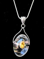 Citrine Shiva Lingham Necklace Snake Chain Mother Teacher Gift Solar Plexus