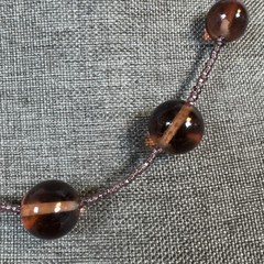 Hand made Brown glass and purple beads necklace 18”