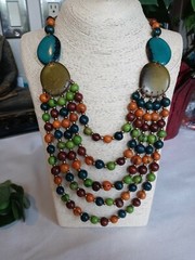 Handcrafted Tagua and ACAI Seeds Organic Necklace, Multicolor handmade Ecuador