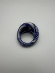 Murano Glass Ring Size 7.25 Blue/White Specialty Design