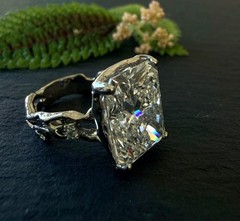 10.8 CT Long Radiant Cut Diamond Twig Engagement Ring. organic nature inspired