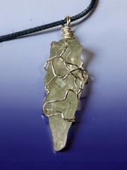 Green Amethyst / Prasiolite , Wire Wrapped Point Quartz On Long Adjustable Rope