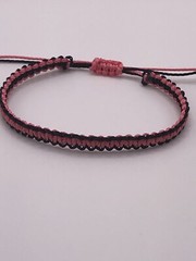 Handmade Pink & Black Macrame Square Knot Adjustable Bracelet