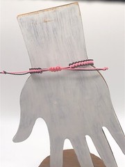 Handmade Pink & Black Macrame Square Knot Adjustable Bracelet