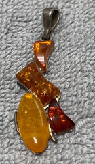 925 Silver~Baltic Amber~Multi-Color~1½» Drop Pendant