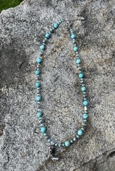 Handcrafted Turquoise-Dyed Howlite Boot Pendant & Silver Tone Statement Necklace