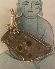 STUNNING Michigan Geometric Petoskey Stone Polished Fossil Rock Pendant