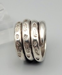 Vintage Sterling Silver Ring Ethnic Hill Tribe Stamped Adjustable Snake Coiled
