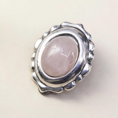 Vintage sterling silver handmade SINGLE EARRING!, 925 clip on pink rose quartz
