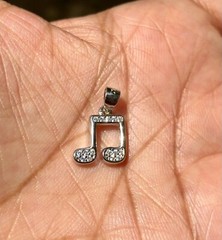 925 Sterling Silver MUSICAL NOTE Pendant with Cz, Small Minimal Jewelry #3