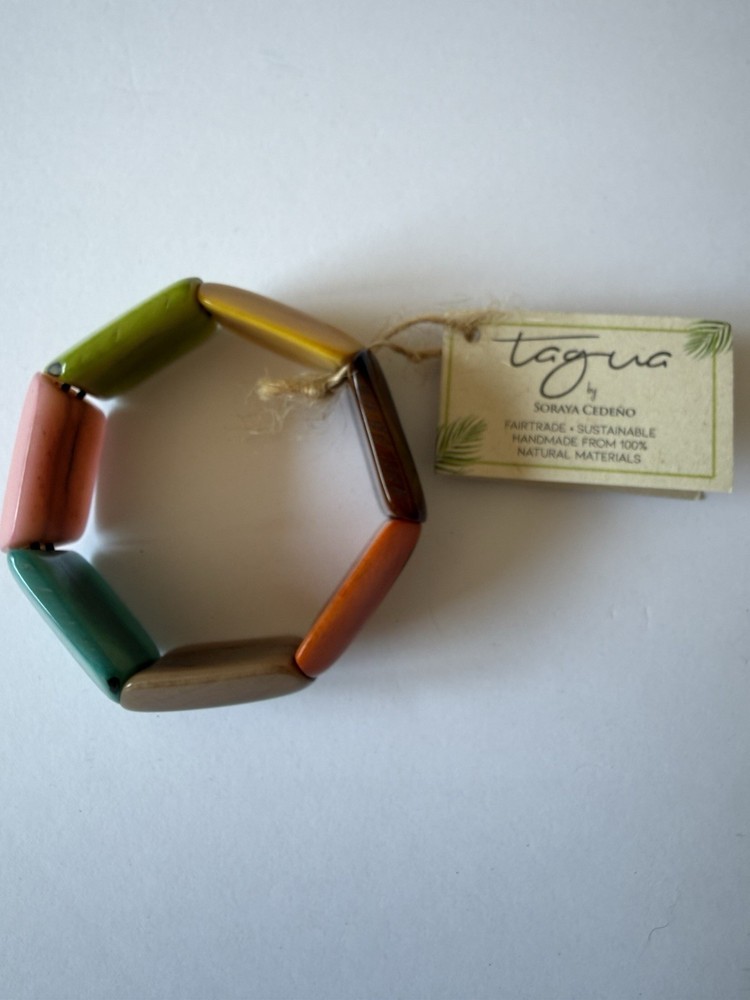 Tagua by Soraya Cedeño Fair Trade Stretch Bracelet Multicolor Handmade NWT