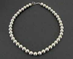 Necklace Silver Round Beads Sterling 925 Silver Strand String 16″ Long Necklace