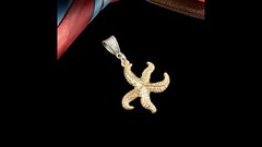Vintage GOLDTONE Enamel Metal Starfish Charm Pendant SILVERTONE Bale