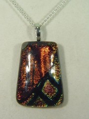 BUTW Gorgeous Dichroic Glass 43mm 2Tone Rectangle Pendant w/ 18″ SP Chain 8729D