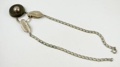 Vintage Rustic Silvertone Leaf & Black Lucite Pendant Square Open ChainNecklace
