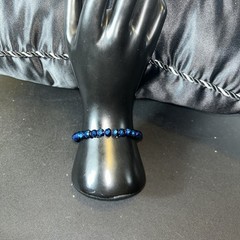 Glass Beads Blue Stretchy Teal Bracelet Size 6.5