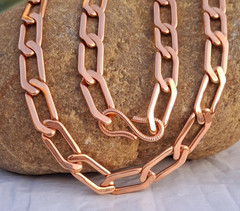 18 inch Pure Copper Solid LONG CUBAN Chain Necklace, Healing Jewelry Spiritual