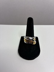 Vintage Two Toned Gold And Silver Mixed Wave Ring 925 Silver Women’s Size 7.5