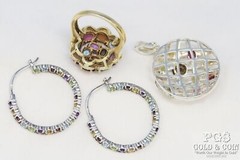 Signed Brighton Fadi CID Crystal Enhancer Pendant Hoop Earrings Flower Ring22552